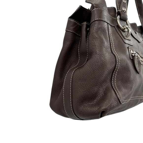 Coach Penelope Brown Ruffle Top Leather Shoulder Bag K1069-F14682 - Picture 5 of 16